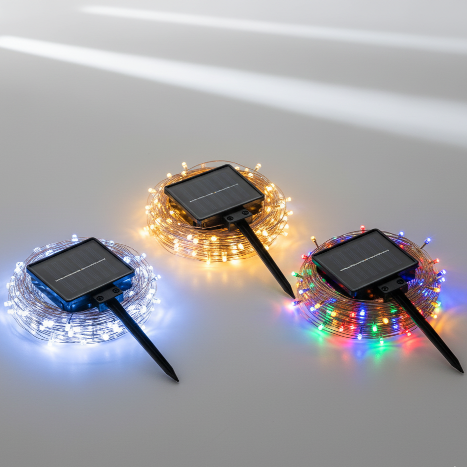 Luces Navidad Con Panel Solar y Control