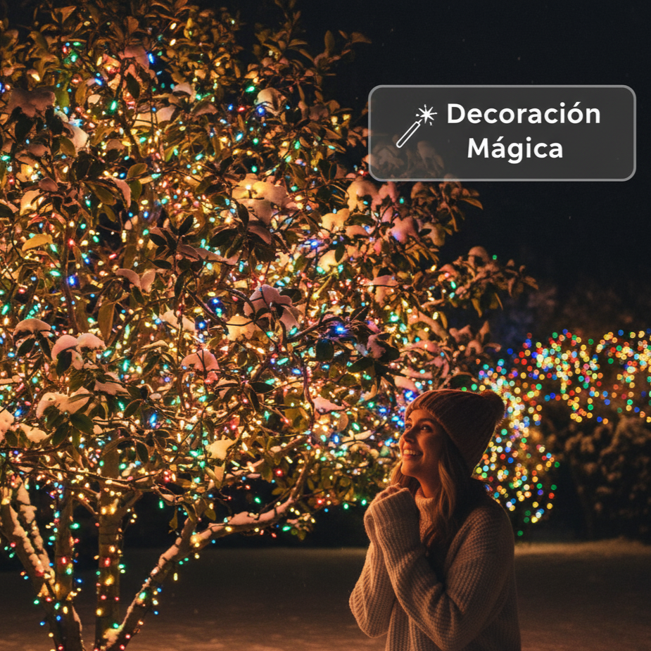 Luces Navidad Con Panel Solar y Control